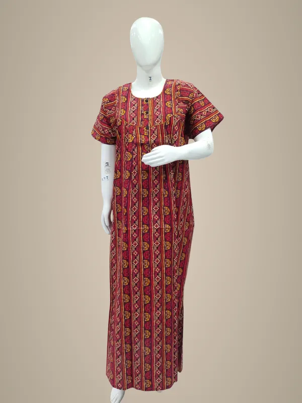 Wine_Pure_Cotton_Nighty_For_Women