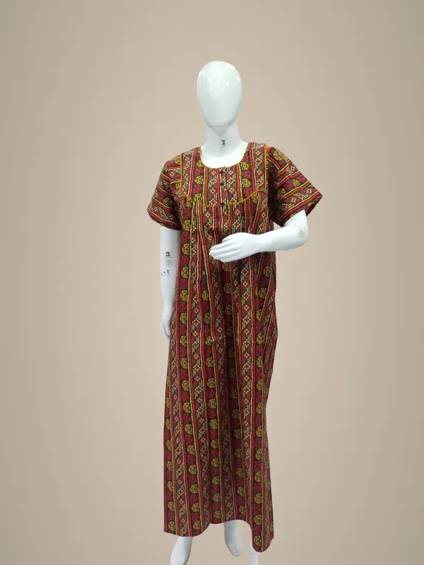Chutney_Green_Pure_Cotton_Nighty_For_Women