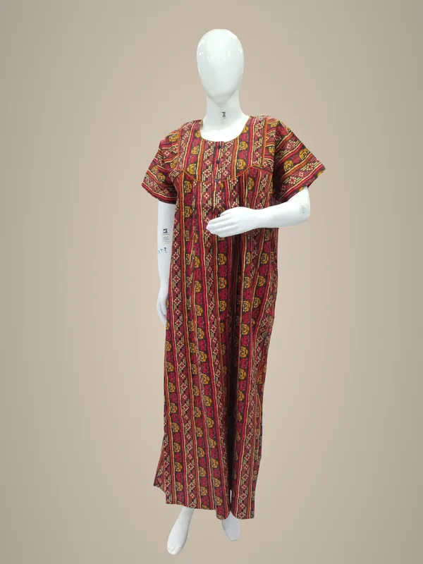 Brown_Pure_Cotton_Nighty_For_Women