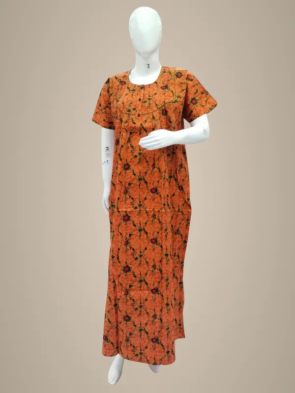 Dusty_Orange_Pure_Cotton_Nighty_For_Women