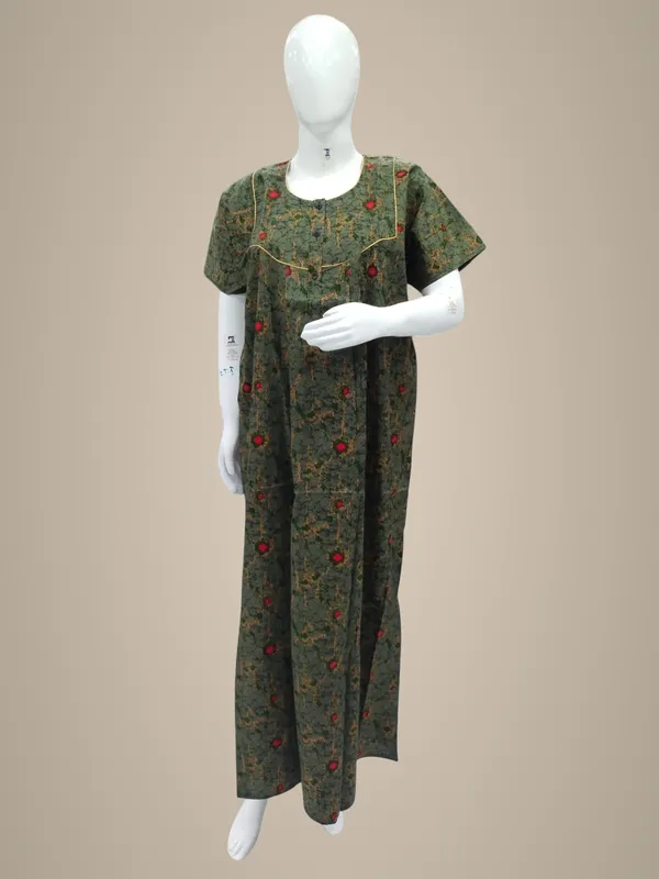 Dusty_Green_Pure_Cotton_Nighty_For_Women