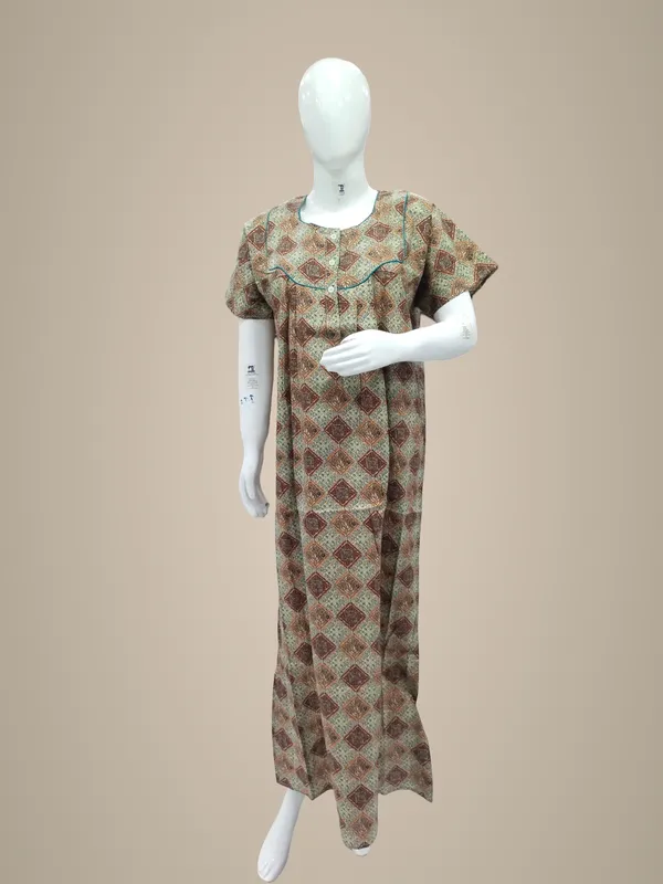 Brown_Pure_Cotton_Nighty_For_Women