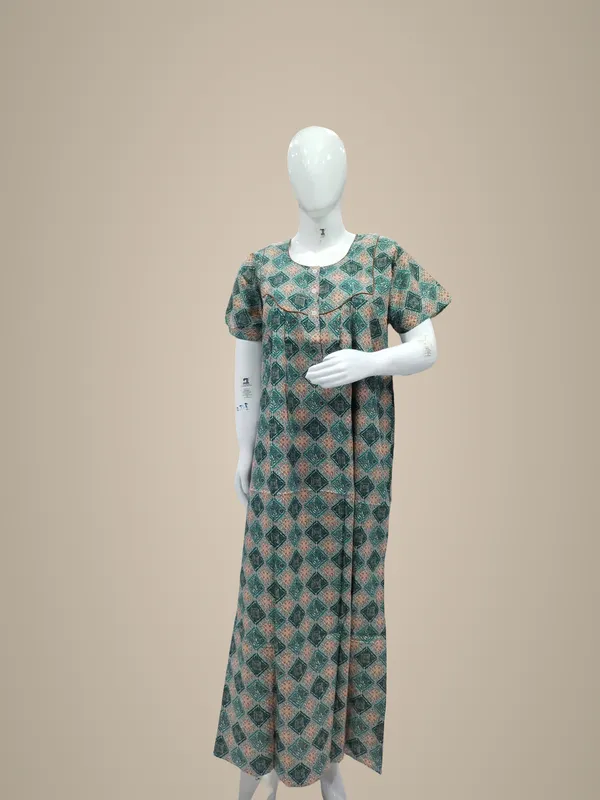 Sea_Green_Pure_Cotton_Nighty_For_Women