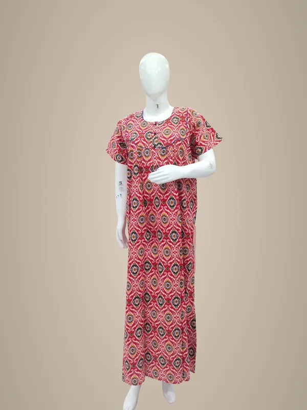 Red_Pure_Cotton_Nighty_For_Women