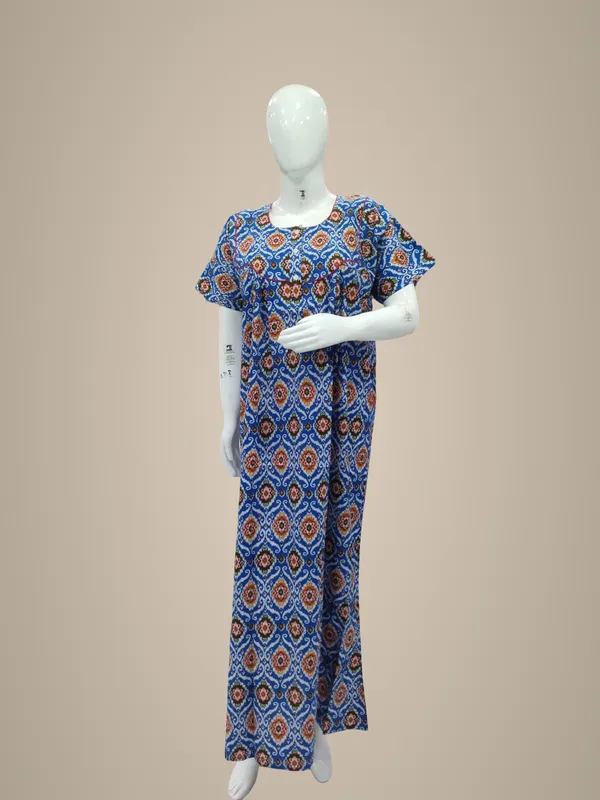 Royal_Blue_Pure_Cotton_Nighty_For_Women