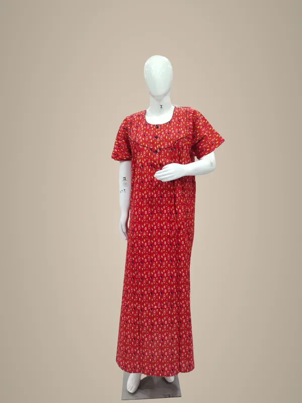 Red_Pure_Cotton_Nighty_For_Women