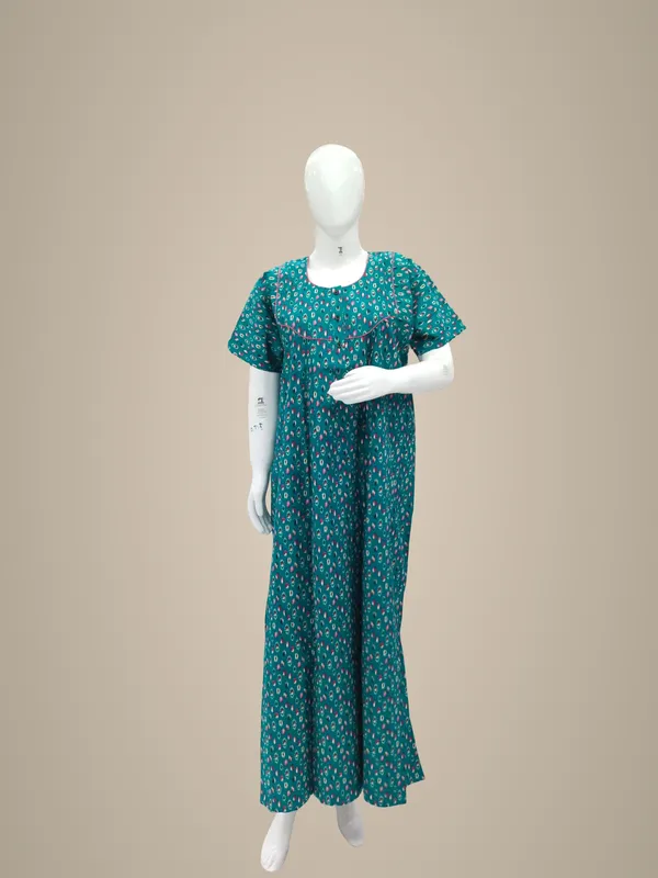Rama_Green_Pure_Cotton_Nighty_For_Women