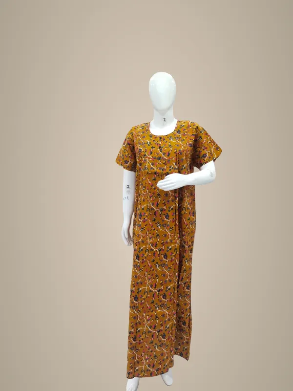 Mustard_Pure_Cotton_Nighty_For_Women