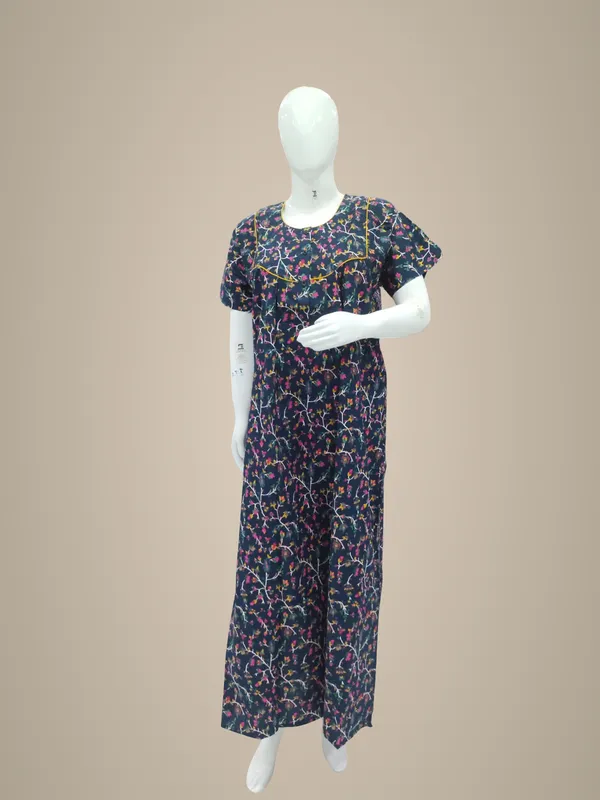 Navy_Blue_Pure_Cotton_Nighty_For_Women