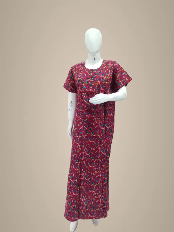 Dark_Rani_Pink_Pure_Cotton_Nighty_For_Women
