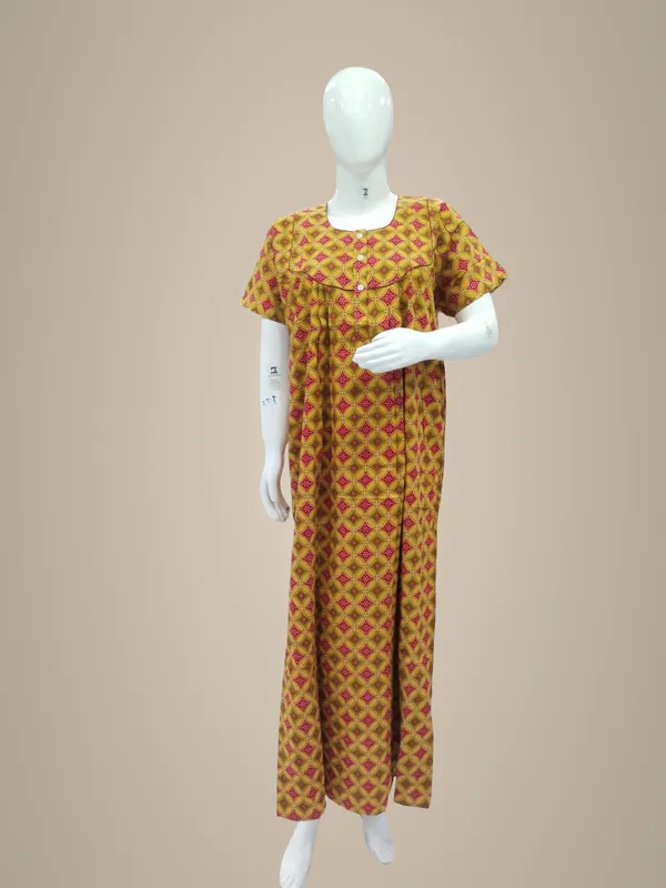 Mustard_Pure_Cotton_Nighty_For_Women