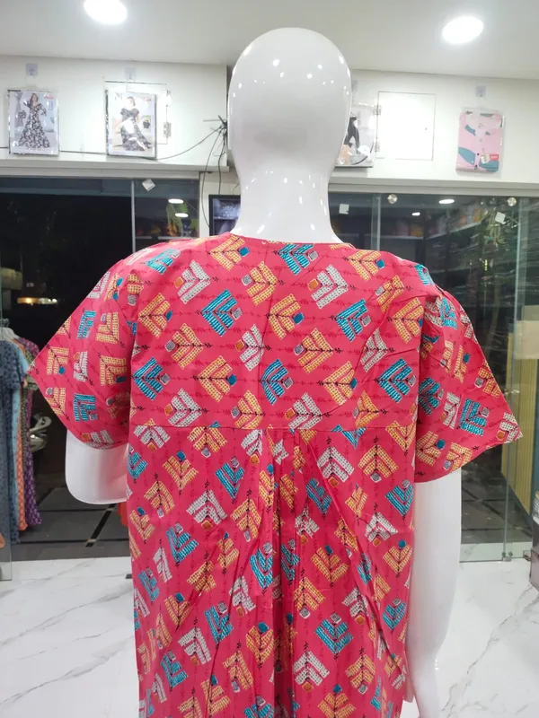 Peach_Pure_Cotton_Nighty_For_Women