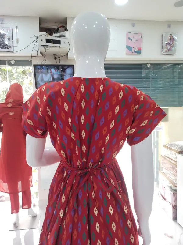 Brick_Red_Pure_Cotton_Nighty_For_Women