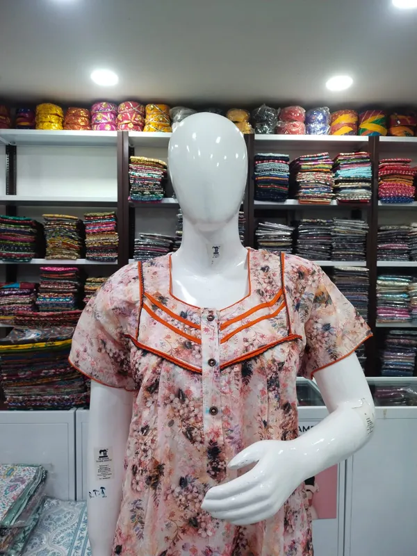 Peacock_Green_Polyester_Cotton_Nighty_For_Women