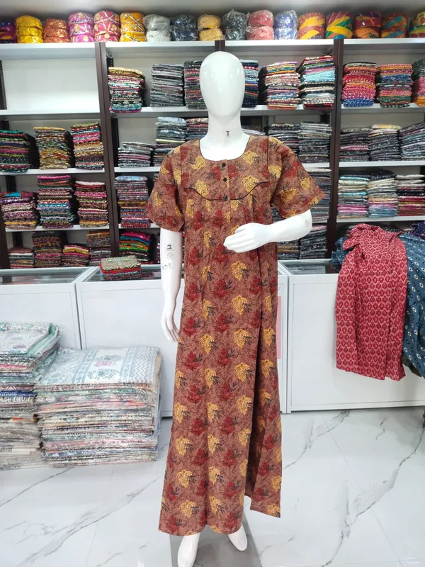 Light_Brown_Pure_Cotton_Nighty_For_Women