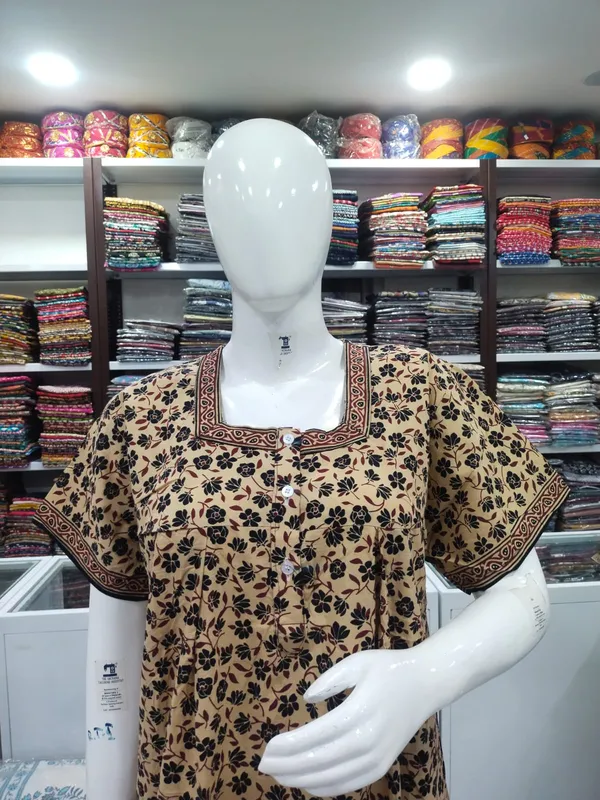 Beige_Pure_Cotton_Nighty_For_Women