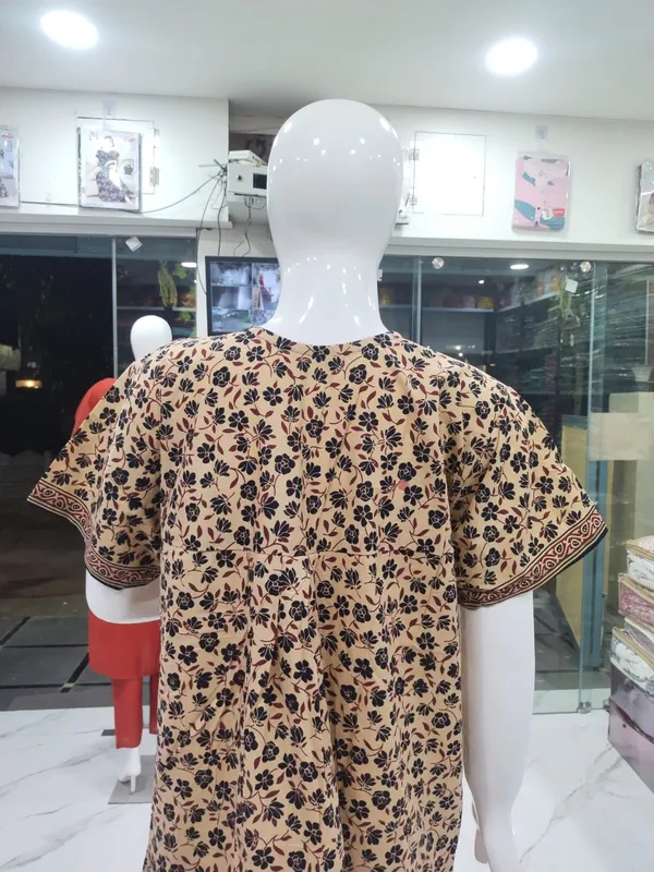Beige_Pure_Cotton_Nighty_For_Women