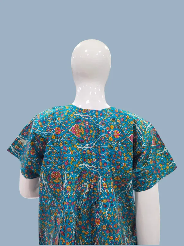 Sky_Blue_Pure_Cotton_Nighty_For_Women