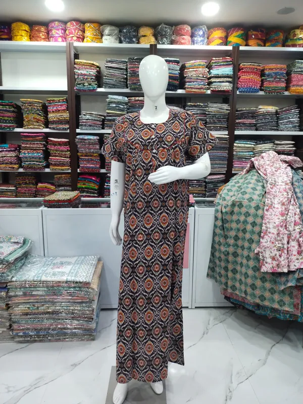 Wine_Pure_Cotton_Nighty_For_Women