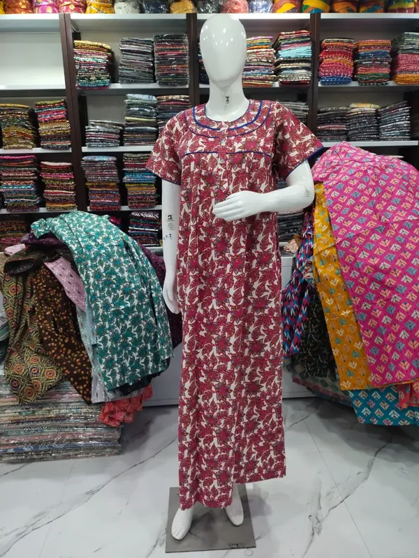 Pink_Pure_Cotton_Nighty_For_Women