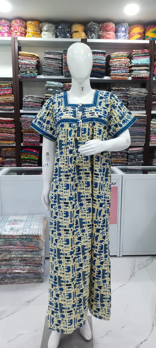 Cream_Pure_Cotton_Nighty_For_Women