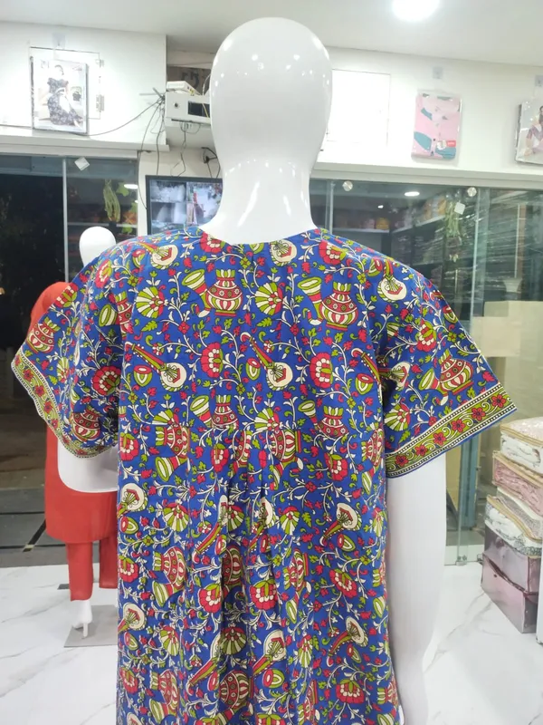 Blue_Pure_Cotton_Nighty_For_Women