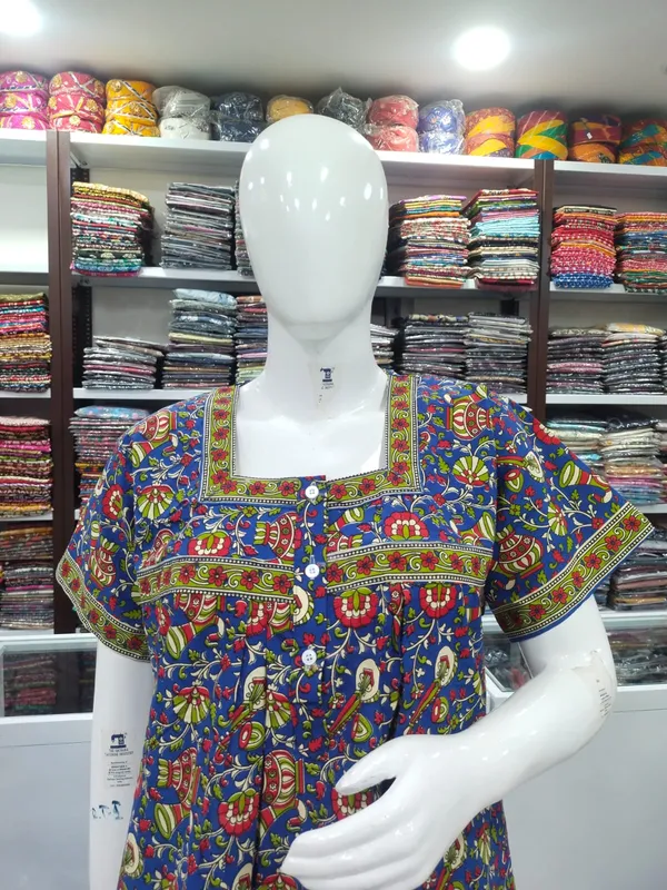 Blue_Pure_Cotton_Nighty_For_Women