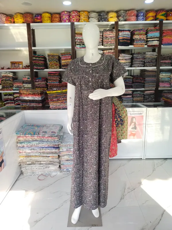 Dark_Grey_Pure_Cotton_Nighty_For_Women