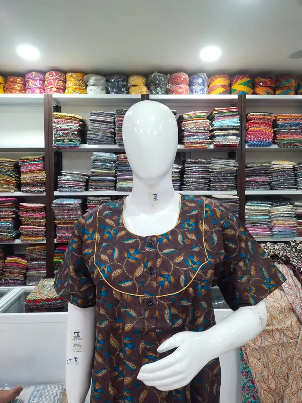 Brown_Pure_Cotton_Nighty_For_Women