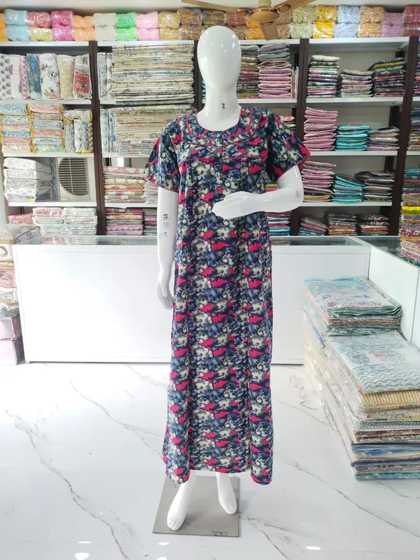 Navy_Blue_Pure_Cotton_Nighty_For_Women