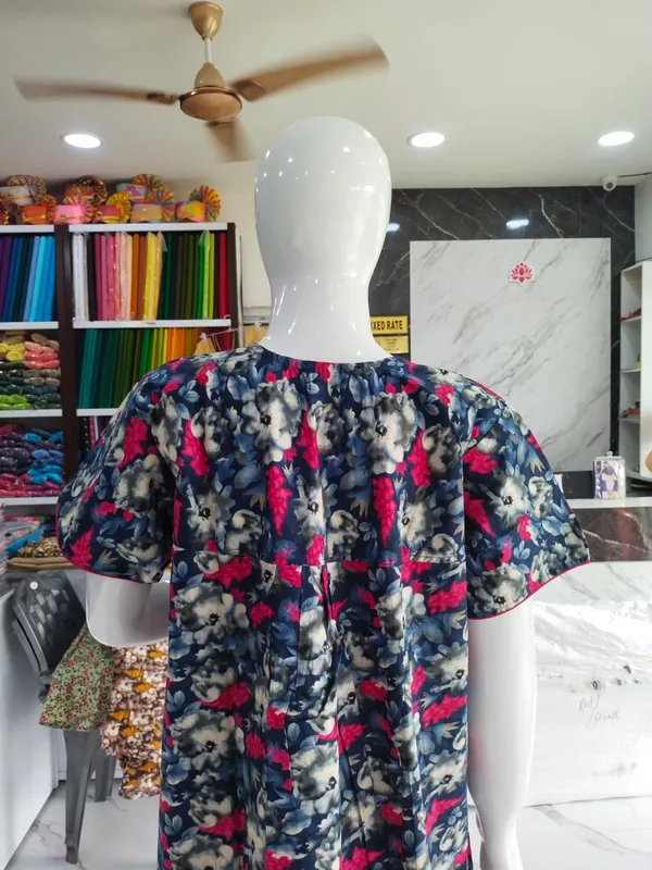 Navy_Blue_Pure_Cotton_Nighty_For_Women