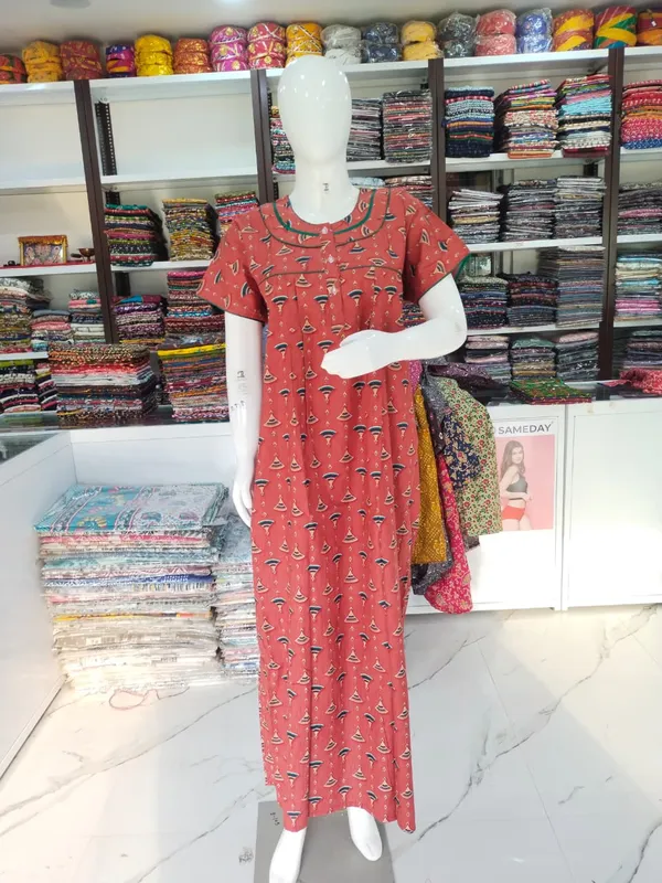 Rusty_Red_Pure_Cotton_Nighty_For_Women