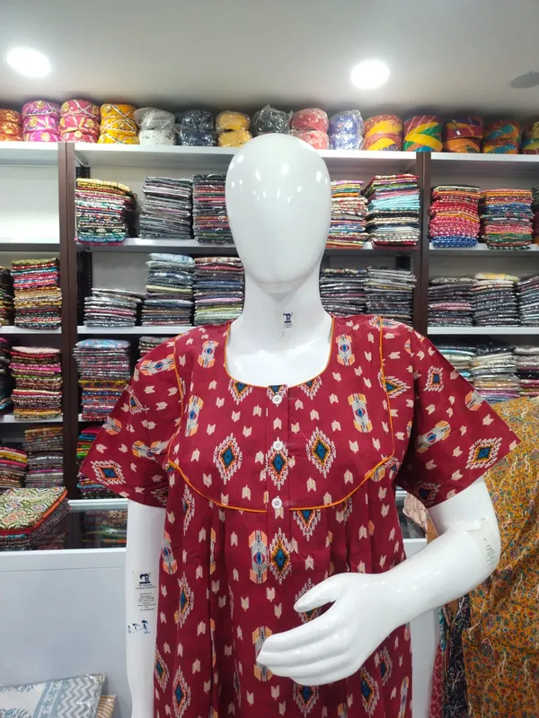 Dark_Red_Pure_Cotton_Nighty_For_Women