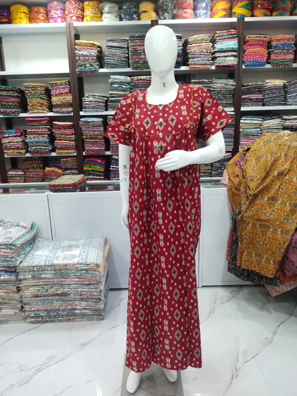 Dark_Red_Pure_Cotton_Nighty_For_Women