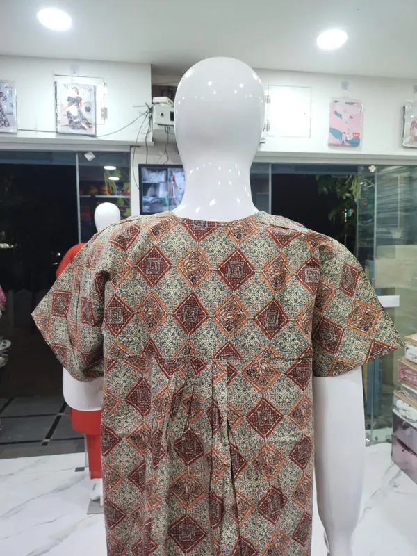 Brown_Pure_Cotton_Nighty_For_Women