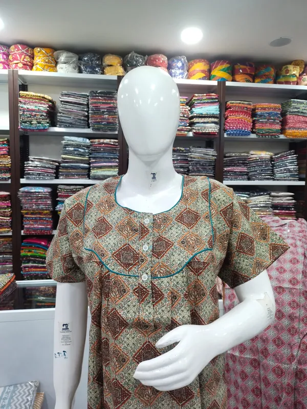 Brown_Pure_Cotton_Nighty_For_Women