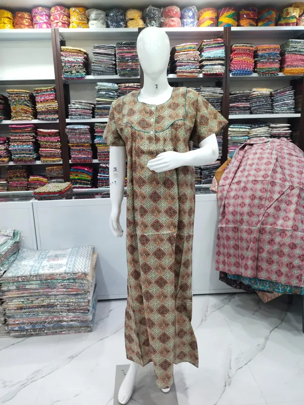 Brown_Pure_Cotton_Nighty_For_Women