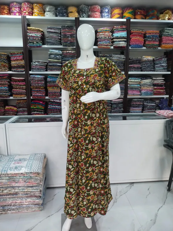 Green_Pure_Cotton_Nighty_For_Women