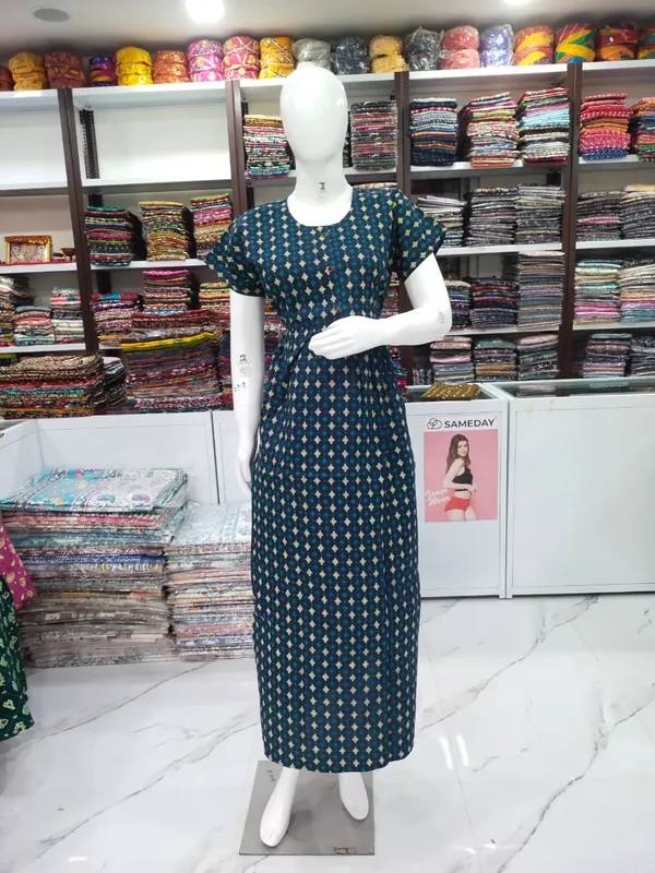 Navy_Blue_Pure_Cotton_Nighty_For_Women