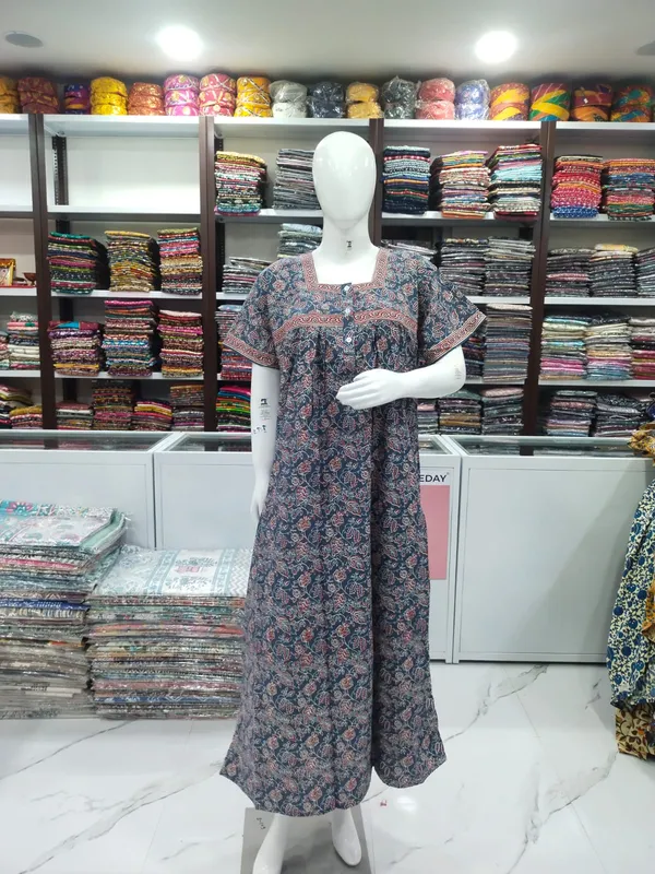 Dusty_Blue_Pure_Cotton_Nighty_For_Women