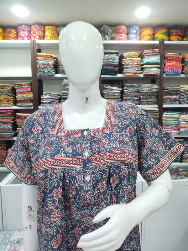 Dusty_Blue_Pure_Cotton_Nighty_For_Women
