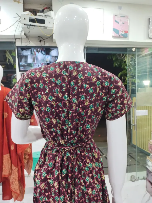 Dark_Maroon_Pure_Cotton_Nighty_For_Women