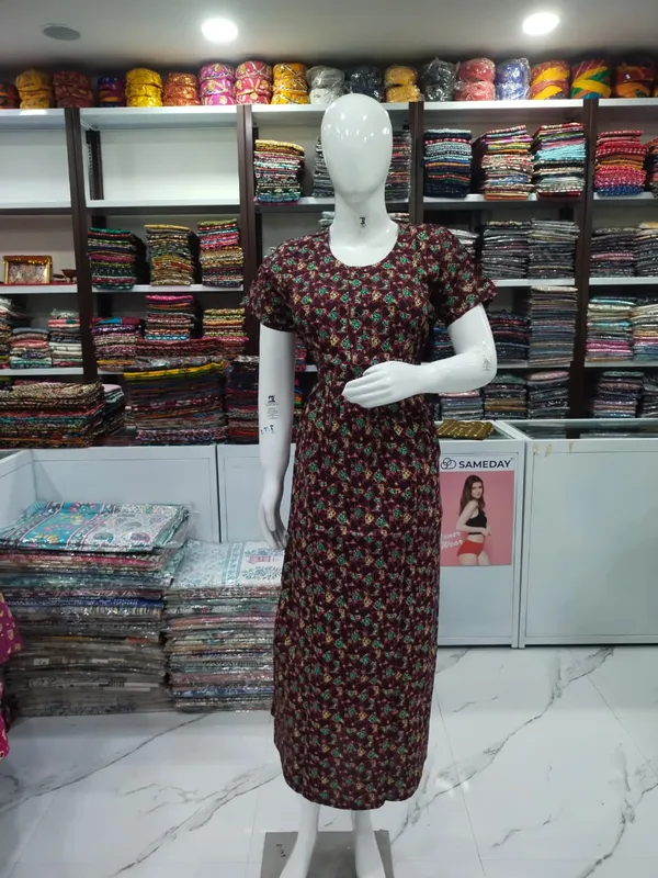 Dark_Maroon_Pure_Cotton_Nighty_For_Women
