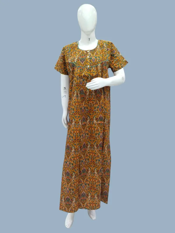 Golden_Mustard_Pure_Cotton_Nighty_For_Women