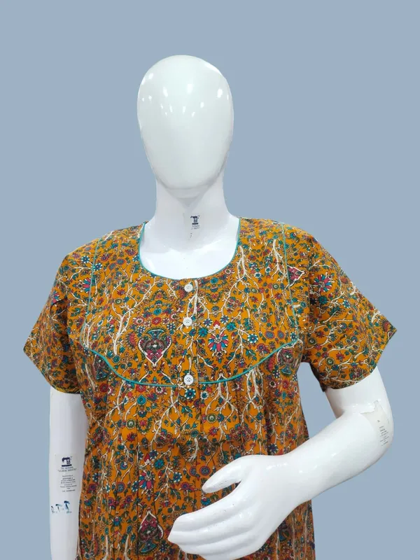 Golden_Mustard_Pure_Cotton_Nighty_For_Women