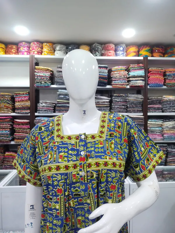 Blue_Pure_Cotton_Nighty_For_Women