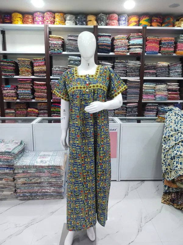 Blue_Pure_Cotton_Nighty_For_Women