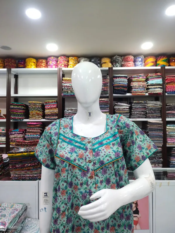Sea_Green_Polyester_Cotton_Nighty_For_Women