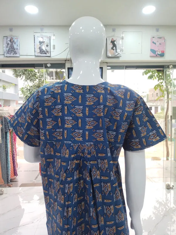 Blue_Pure_Cotton_Nighty_For_Women