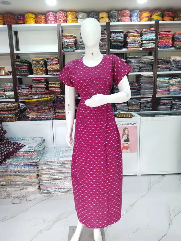 Dark_Rani_Pink_Pure_Cotton_Nighty_For_Women